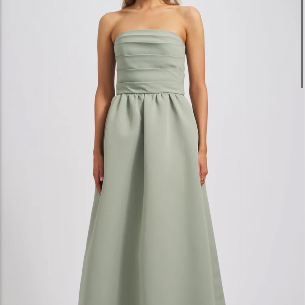 Amsale Strapless Sage Green Gown